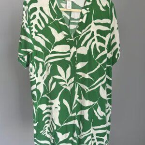 H&M Green & White Patterned Tunic Dress